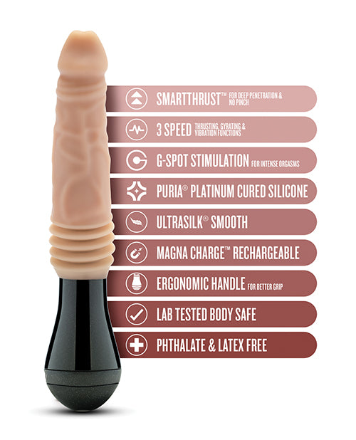 Dr. Knight 10.5" Thrusting Gyrating Vibrating Dildo - Beige