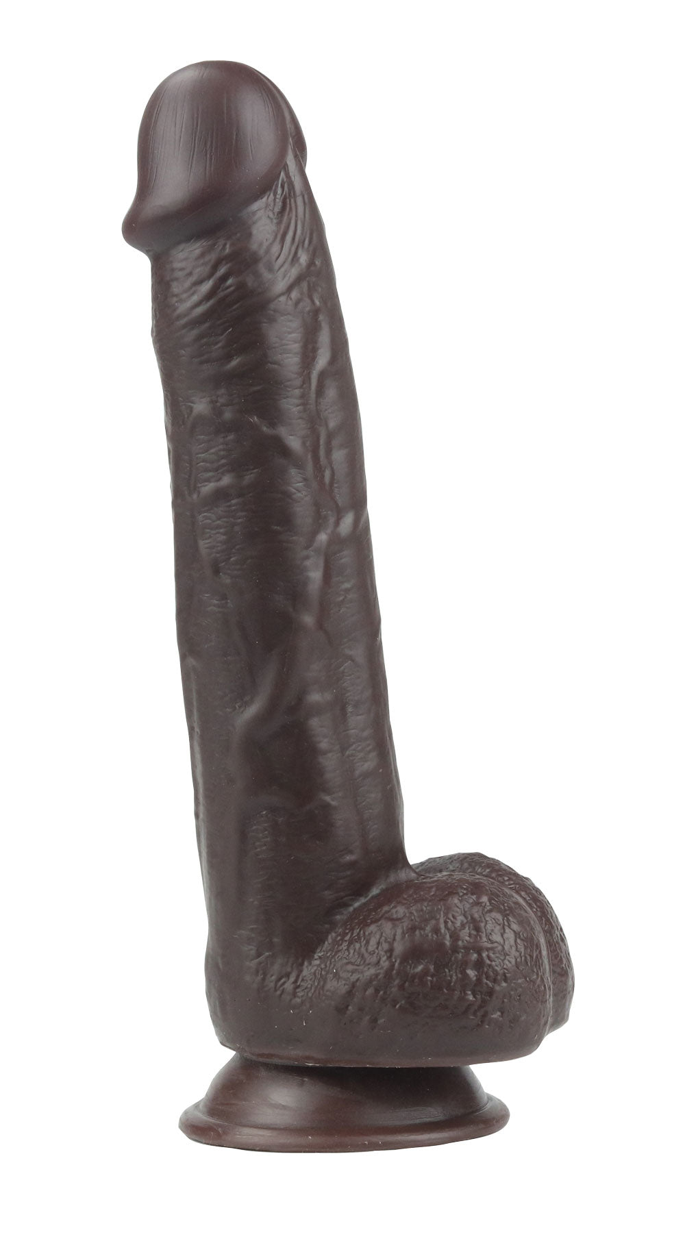 Get Lucky 9" Real Skin Dildo - Dark Brown