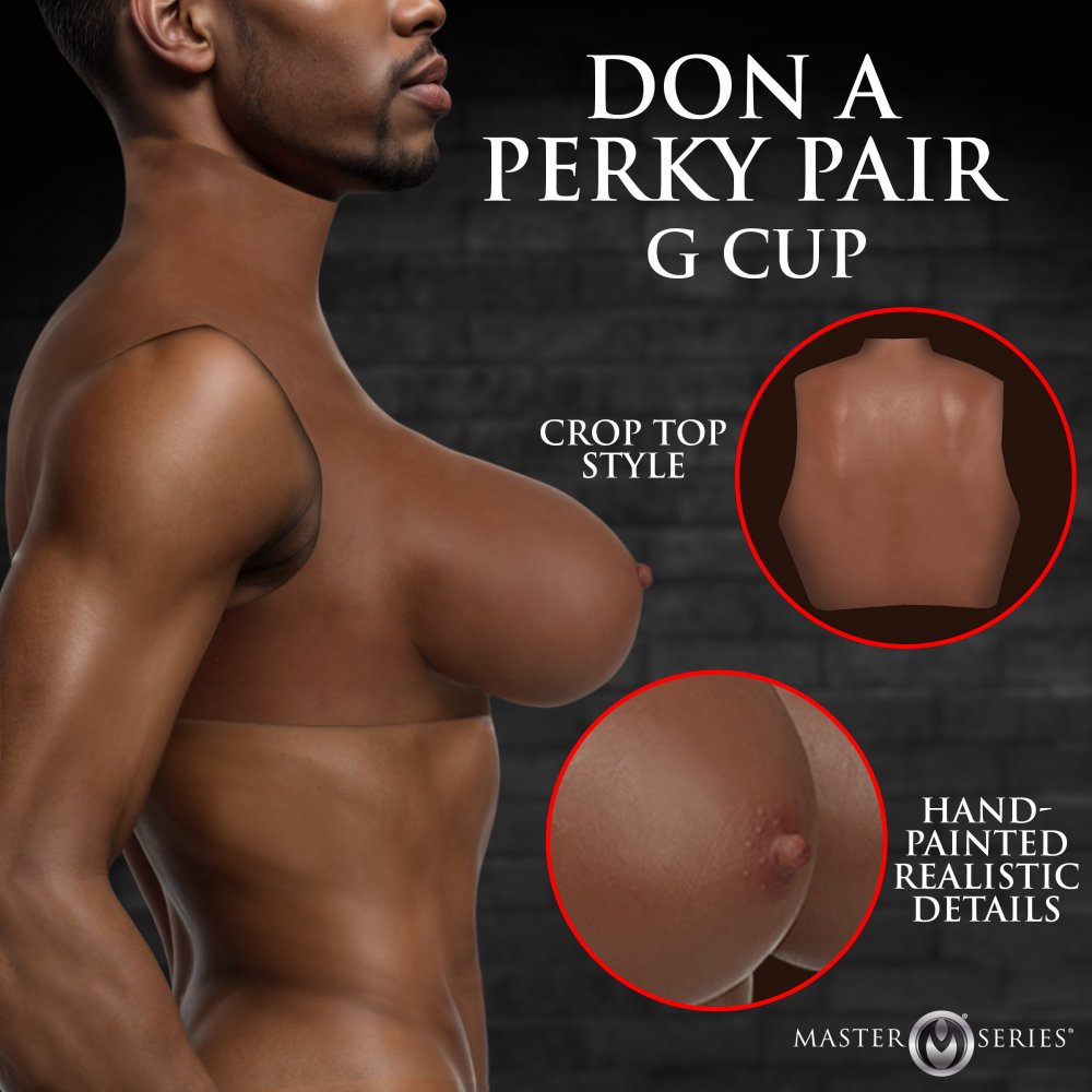 Master Series Perky Pair G-Cup Silicone Breast Forms in Dark