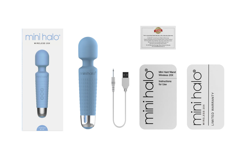 Mini Halo Wireless Wand Vibrator Powder Blue