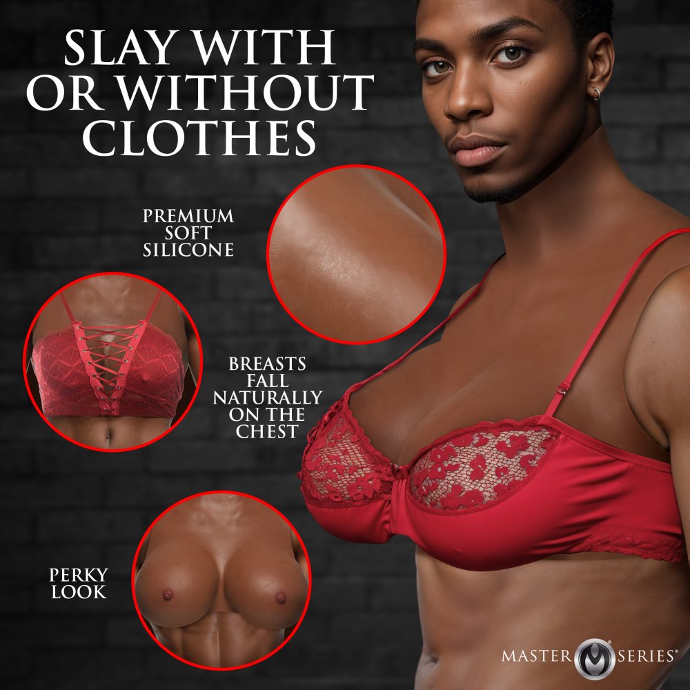 Master Series Perky Pair G-Cup Silicone Breast Forms in Dark